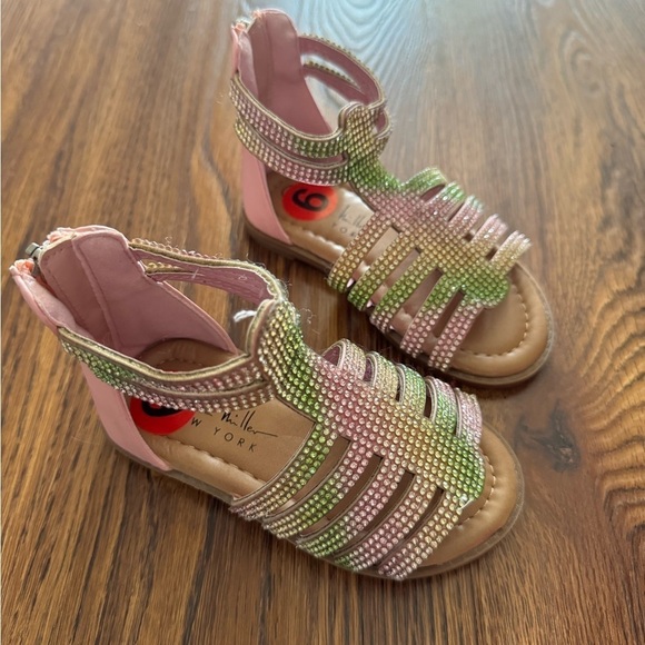 NICOLE MILLER toddler rainbow rhinestone bling gladiator sandals (size 6) - Picture 2 of 5